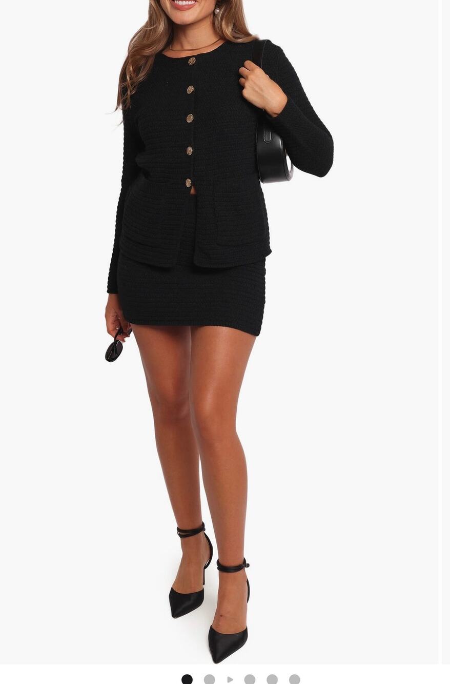 Petal & Pup Bowie Black Knit Cardigan & Miniskirt Set size large (NWOT)